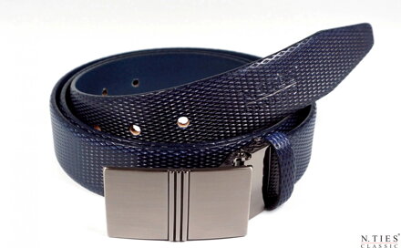 Kožený opasek, se strukturou, tmavě modrá - Navy Blue