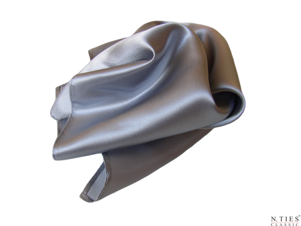 Šátek, šedá světlá - Silver - 55x55cm - hedvábný acetátový satén