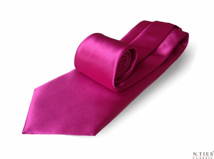 Kravata fuchsiová - Magenta - hedvábný acetátový satén