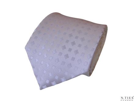 Kravata se vzorem, bílá, geometrický vzor - mikrovlákno