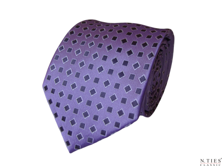 Kravata se vzorem, fialovoantracitová, geometrický vzor - mikrovlákno