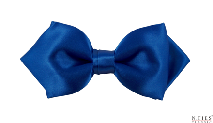 Motýlek asymetrický, modrá královská - Royal Blue - hedvábný acetátový satén