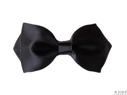 Motýlek asymetrický, černá - Phantom Black - hedvábný acetátový satén 