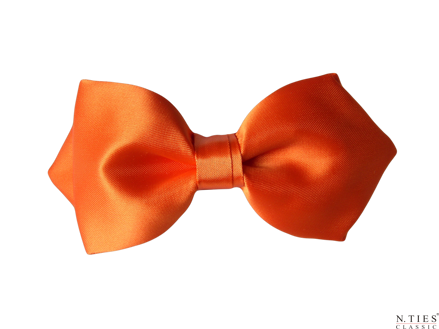 Motýlek asymetrický, oranžová - Vibrant Orange - hedvábný acetátový satén
