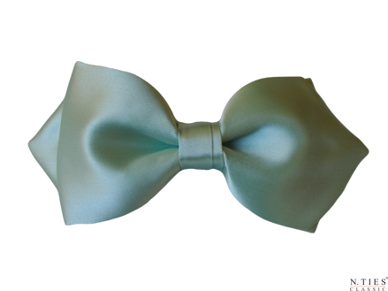 Motýlek asymetrický, zelená - Aquamarine - hedvábný acetátový satén