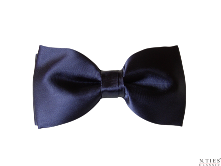Motýlek klasický, modrá tmavá - Navy - hedvábný acetátový satén