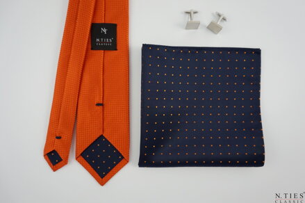 Hedvábný kravatový set - oranžová