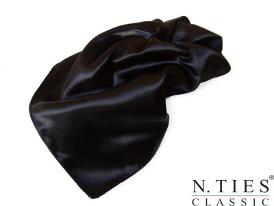 Šátek, černá - Phantom Black - 55x55cm - hedvábný acetátový satén