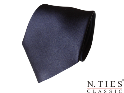 Kravata modrá tmavá - hedvábný tkaný satén