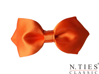 Motýlek asymetrický, oranžová - Vibrant Orange - hedvábný acetátový satén