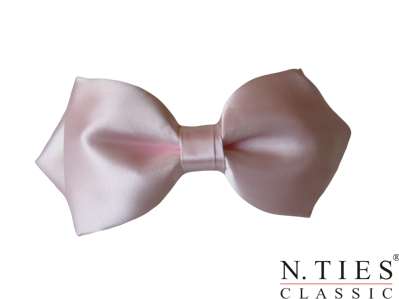 Motýlek asymetrický, růžová světlá - Pearl - hedvábný acetátový satén