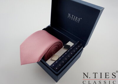 Hedvábný kravatový set - růžová