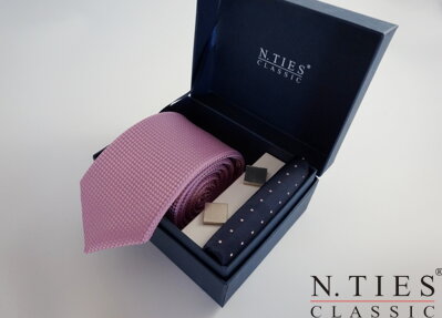 Hedvábný kravatový set - růžovofialová