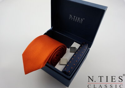 Hedvábný kravatový set - oranžová