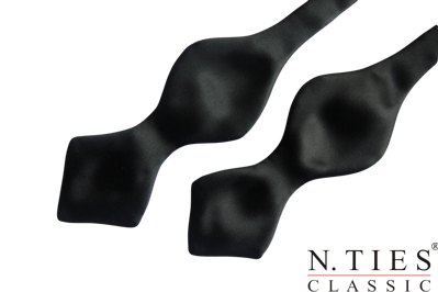 Vázací motýlek, černá - Phantom Black - hedvábný acetátový satén 