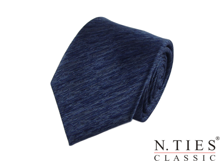 Kravata modrá, melír - hedvábný tkaný žakár
