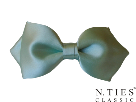 Motýlek asymetrický, zelená - Aquamarine - hedvábný acetátový satén