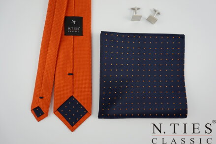 Hedvábný kravatový set - oranžová