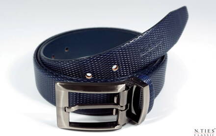 Kožený opasek, se strukturou, tmavě modrá - Navy Blue
