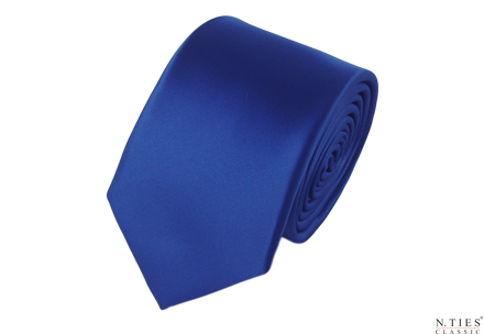 Kravata královská modrá - Royal Blue, úzký střih - hedvábný acetátový satén