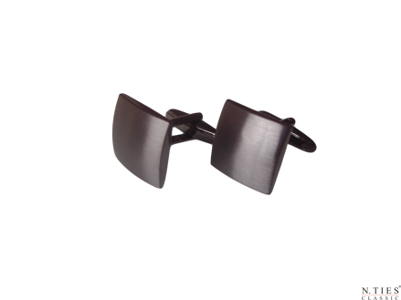 Manžetové knoflíčky - Gunmetal, celokovové, vypouklý čtverec 009