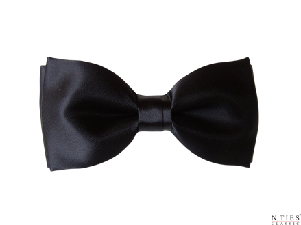 Motýlek klasický, černá - Phantom Black - hedvábný acetátový satén