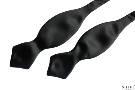 Vázací motýlek, černá - Phantom Black - hedvábný acetátový satén