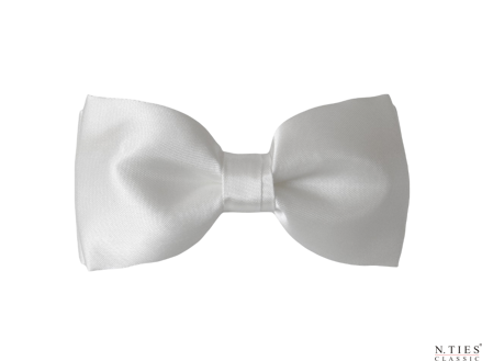 Motýlek klasický, bílá - Chalk White - hedvábný acetátový satén 