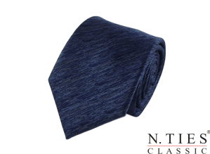Kravata modrá, melír - hedvábný tkaný žakár