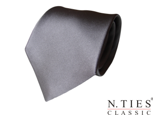 Kravata šedá tmavá - hedvábný tkaný satén