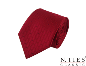 Kravata červená, diamantový vzor - mikrovlákno