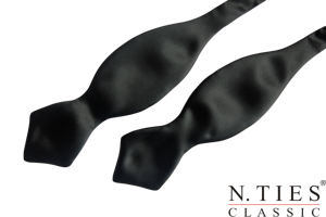 Vázací motýlek, černá - Phantom Black - hedvábný acetátový satén