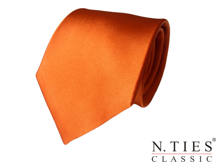 Kravata oranžová - hedvábný tkaný satén