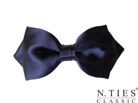 Motýlek asymetrický, modrá tmavá - Navy - hedvábný acetátový satén